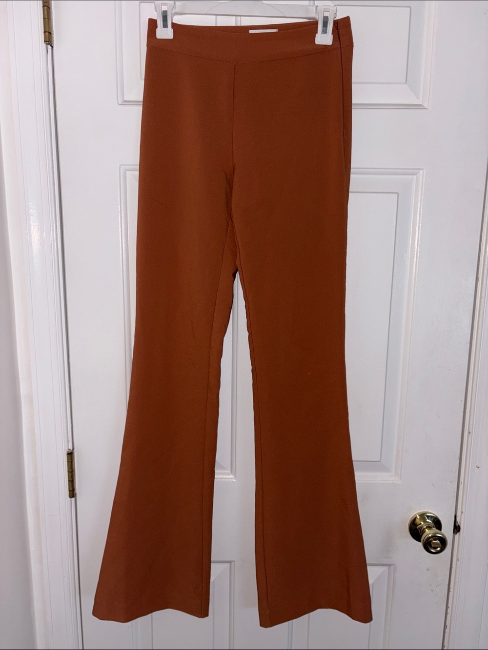 Socialite High-Rise Flare Trouser Pants in Burnt Orange